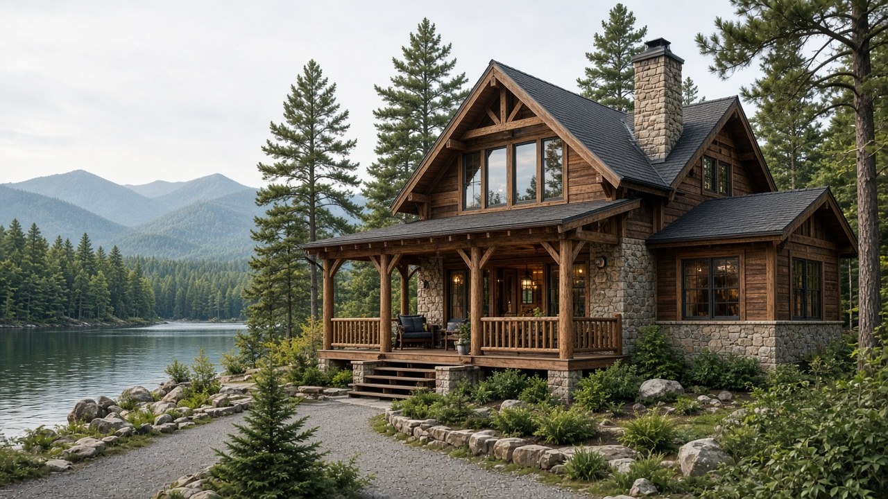 Illustrative image of a lakeside Poconos-style vacation home — not an actual Valor Cleaning project